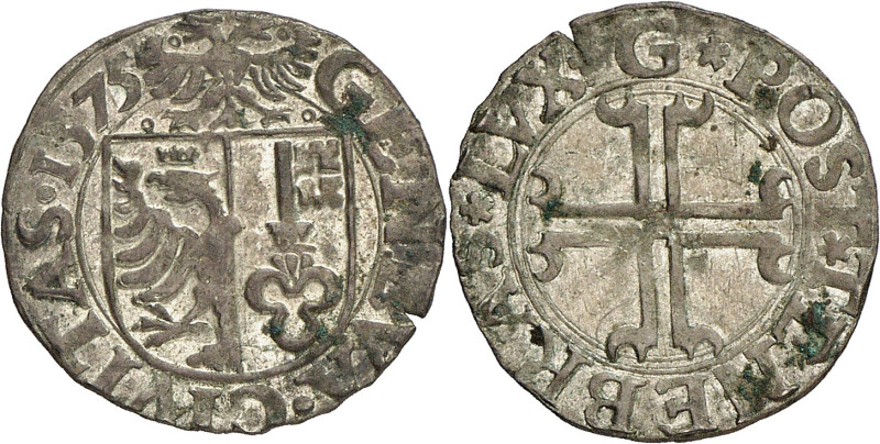 Genève 
Sol 1575 G. GENEVA · CIVITAS · 1575 Ecu de Genève surmonté de l'aigle d...