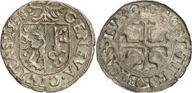 Genève 
Sol 1588 C G. GENEVA · CIVITAS · 1588 Ecu de Genève surmonté de l'aigle d'Empire / · POST · TENEBRAS · LVX · C Croix pattée, fourchée et vidé...