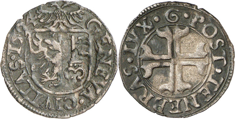 Genève 
Sol 1594 G. GENEVA · CIVITAS · 1594 Ecu de Genève surmonté de l'aigle d...