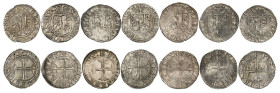 Genève 
Lot de 7 pièces : Sol 1551 , 1551 G, 1552 B (2 variantes), 1552 G, 1553 G, 1553 B. Demole 194, 195, 197, 197var, 198, 199, 200; HMZ 2-303 l,...