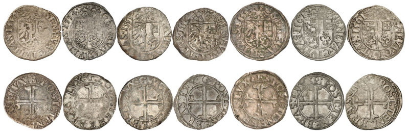 Genève 
Lot de 7 pièces : Sol 1554 B, 1554 G, 1555 G, 1556 G, 1556 E, 1561 P (2...