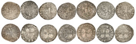 Genève 
Lot de 7 pièces : Sol 1554 B, 1554 G, 1555 G, 1556 G, 1556 E, 1561 P (2 variantes). Demole 201var, 202, 203, 205, 206, 210var; HMZ 2-303 r, s...