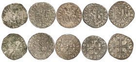 Genève 
Lot de 5 pièces : Sol 1588 C, 1589 C G, 1595 G, 1596 G, 1597 G. Demole 234, 236, 240, 241, 242; HMZ 2-303 xx, yy, ddd, eee, fff; Stroehlin 23...