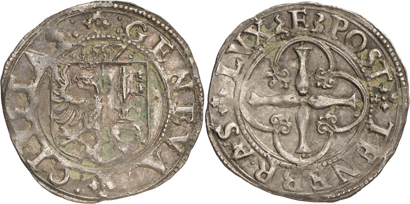 Genève 
3 Sols 1557 E. : GENEVA :  : CIVITAS :  Ecu de Genève surmonté de · 1...