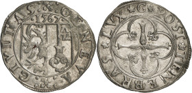 Genève 
3 Sols 1567 G. : GENEVA :  : CIVITAS :  Ecu de Genève surmonté de · 1567 · /  POST  TENEBRAS  LVX  G Croix à balustres dans un quadrilo...