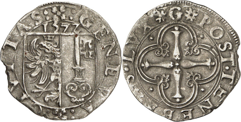 Genève 
3 Sols 1572 G. : GENEVA :  : CIVITAS :  Ecu de Genève surmonté de 157...