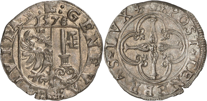 Genève 
3 Sols 1578 G. : GENEVA :  : CIVITAS :  Ecu de Genève surmonté de 157...