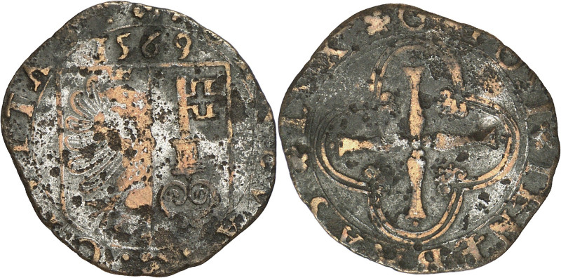 Genève 
3 Sols 1569 G. Imitation d'époque. : GENEVA :  : CIVITAS :  Ecu de Ge...