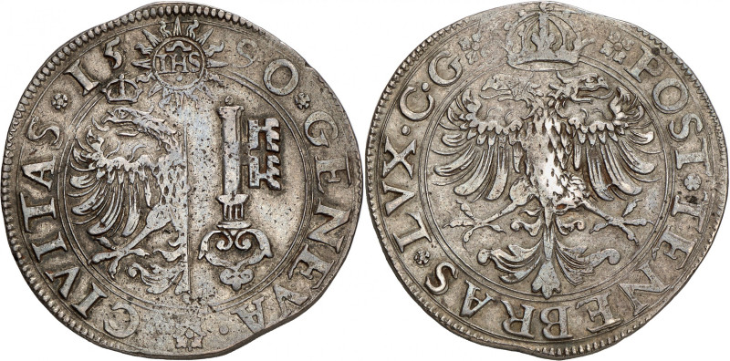 Genève 
Taler 1590 C G.  GENEVA ·  · CIVITAS  15 - 90 Armoiries de Genève da...
