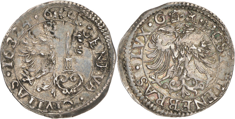 Genève 
1/16 Taler 1624 GR. Un deuxième exemplair,e double frappe. 1,68g. Demol...