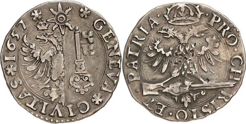 Genève 
Mousqueton 1657.  GENEVA  CIVITAS  1657 Armoiries de Genève dans un ...