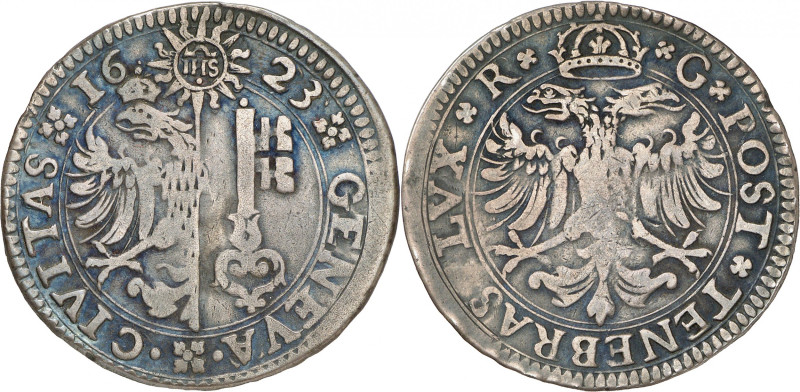 Genève 
1/2 Taler 1623 R G.  GENEVA ·  · CIVITAS  16 - 23 Armoiries de Genèv...