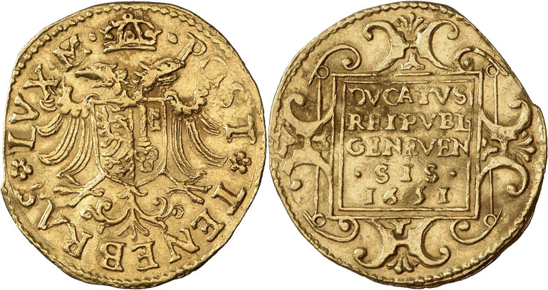 Genève 
Ducat 1651 M. · POST  TENEBRAS  LVX · M · Aigle d'Empire couronnée po...