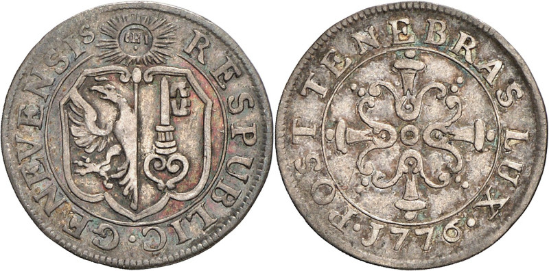 Genève 
6 Quarts 1776. FRAPPE en ARGENT. RESPUBLIC · GENEVENSIS Ecu de Genève s...