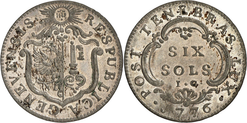 Genève 
6 Sols 1776 IG. RESPVBLICA GENEVENSIS · Armes de Genève dans un cartouc...