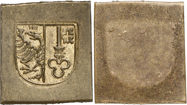 Genève 
Jeton en laiton uniface. Ecu de Genève. 2,01g.

Superbe.