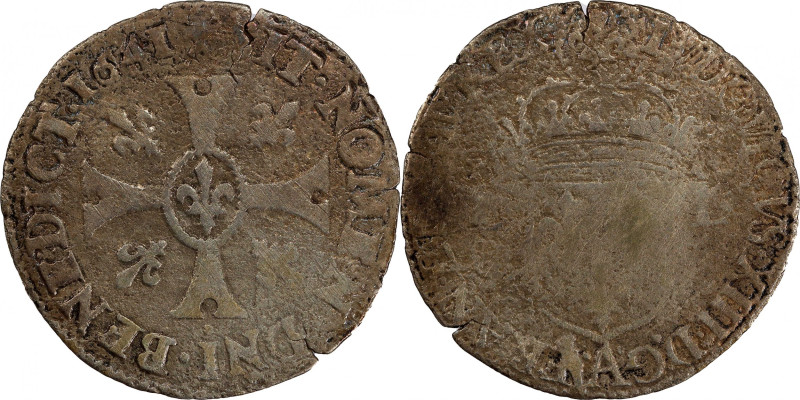 1641-A French Colonies 15 Deniers. Gadoury-22, Ciani-1710, Breen-272. VF Details...