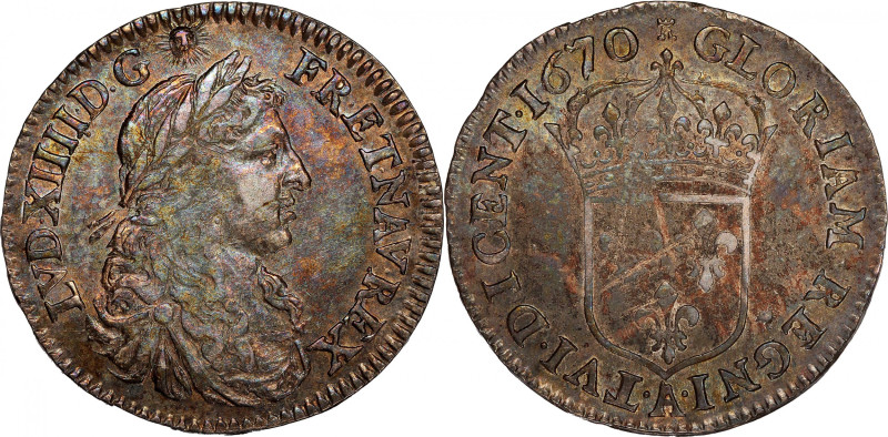 1670-A French Colonies 5 Sols. Paris Mint. Martin 9-K. Lecompte-186, W-11605, Br...