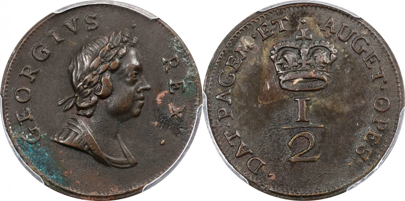 Undated (1717) Pre-Patent Rosa Americana Pattern Halfpenny. Martin 1-A, W-1200. ...