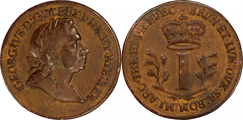 Undated (1717) Pre-Patent Rosa Americana Pattern Penny. Martin 1-B, W-1204. Rari...