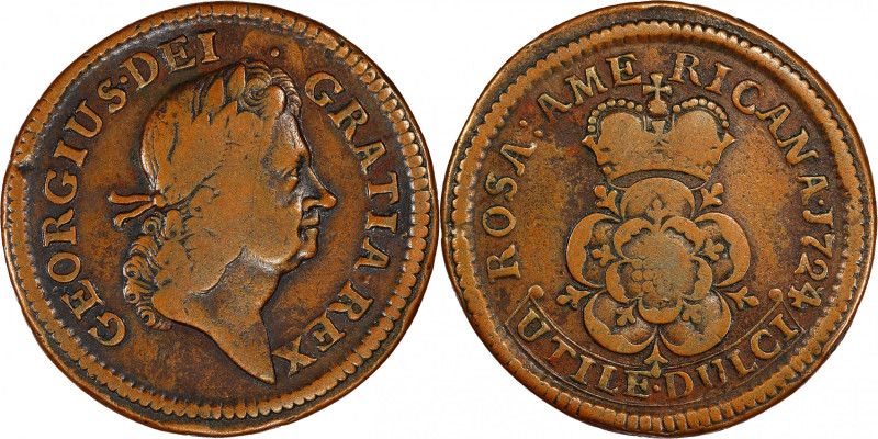 1724/3 Rosa Americana Pattern Penny. Martin 3.2-G.1, W-1294. Copper. Rarity-8+. ...