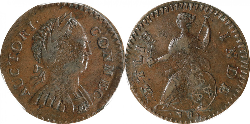 1786 Connecticut Copper. Miller 2.1-A, W-2465. Rarity-3. Mailed Bust Right, Roun...