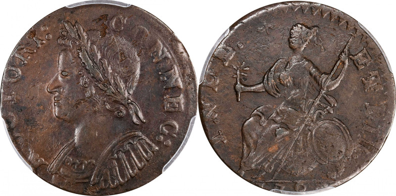 1786 Connecticut Copper. Miller 5.8-F, W-2620. Rarity-4. Mailed Bust Left. AU-58...