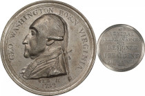 1790 Manly Medal. Original. Musante GW-10, Baker-61A. White Metal. SP-58 (PCGS).

49.1 mm. 630.9 grains. Beautiful light pewter gray on the obverse,...