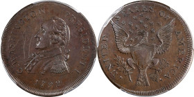 1792 Pattern Washington Cent by Peter Getz. Musante GW-22, Baker-25A, Breen-1358. Copper. Plain edge. EF-45 (PCGS).

35.7 mm. 331.4 grains. Deep cho...