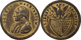 Circa 1795 Liberty and Security Penny. Musante GW-45, Baker-30D, Breen-1254. Copper, Fire Gilt. Lettered edge, AN ASYLUM FOR THE OPPRESSED OF ALL NATI...