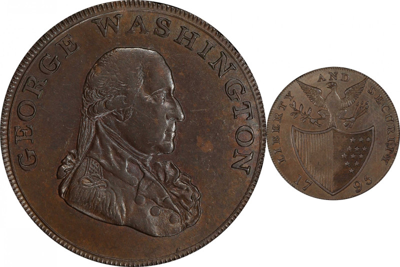 1795 Liberty and Security Halfpenny. Musante GW-48, Baker-31A, Breen-1263. Coppe...