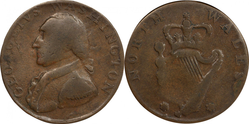 Circa 1795 North Wales Halfpenny. Two Star Reverse. Musante GW-51, Baker-34, Bre...