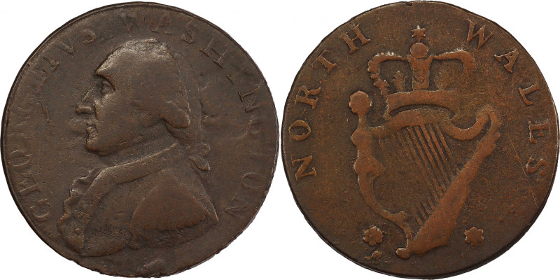 Circa 1795 North Wales Halfpenny. Two Star Reverse. Musante GW-51, Baker-34A, Br...