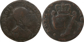 Great Britain. Hampshire. Circa 1795 Evasion Halfpenny with North Wales Reverse. Dalton & Hamer-90. Copper. Plain edge. VG Details--Graffiti (PCGS).
...