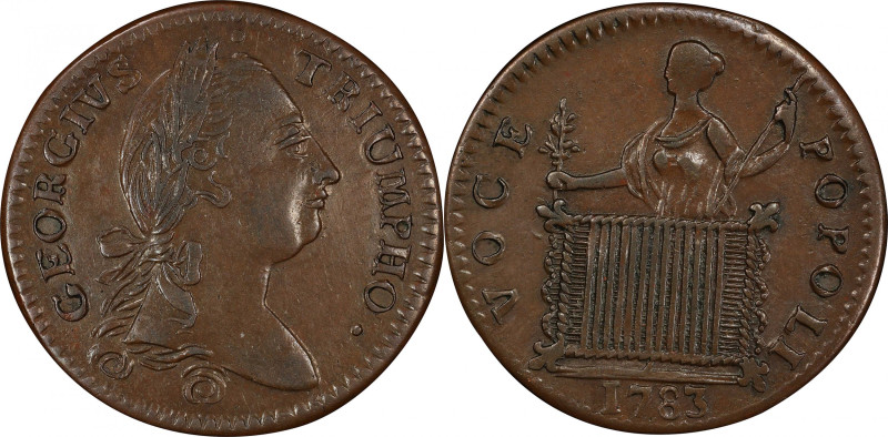 1783 Georgius Triumpho Token. Musante GW-54, Baker-7, Breen-1184. Copper. Early ...