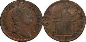 1783 Georgius Triumpho Token. Musante GW-54, Baker-7, Breen-1184. Copper. AU-53 (PCGS).

28.2 mm. 114.2 grains. Deep chestnut brown with nuances of ...