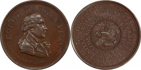 Circa 1800 Repub. Ameri. Medal. Musante GW-62, Baker-69. Copper. MS-64 BN (PCGS).

32.9 mm. 318.4 grains. Dark brown with soft blue overtones in the...