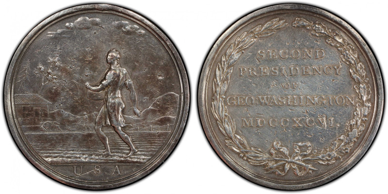 Circa 1798 Washington Seasons Medal. The Sower. Early reverse die state. Musante...