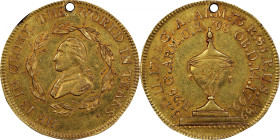 Circa 1800 Washington Funeral Medal. Funeral Urn. Musante GW-70, Baker-166. Dies 1-B. Gold. AU-53 (PCGS).

29.5 mm. 193.7 grains. Neatly pierced at ...