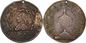 Circa 1800 Washington Funeral Medal. Funeral Urn. Musante GW-70, Baker-166A. Dies 1-B. Silver. AU-58 (PCGS).

29.4 mm. 145.3 grains. Neatly pierced ...