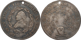 Circa 1800 Washington Funeral Medal. Skull and Crossbones. Musante GW-71, Baker-165A. Dies 1-A1. Silver. EF-40 (PCGS).

Neatly pierced for suspensio...