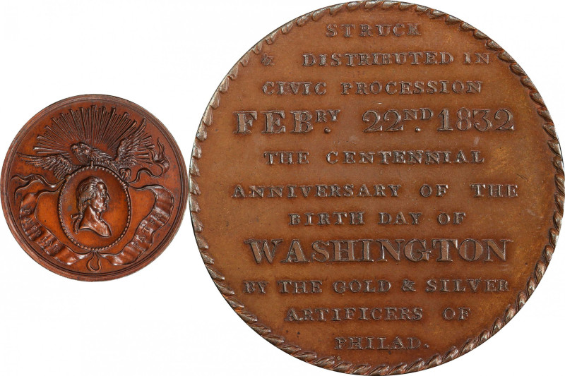 “1832” (Circa 1858) Philadelphia Civic Procession Medal restrike. Musante GW-130...