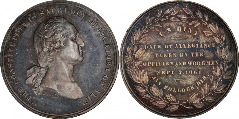 Circa 1861 U.S. Mint Oath of Allegiance Medal. Musante GW-476, Baker-279, Julian...