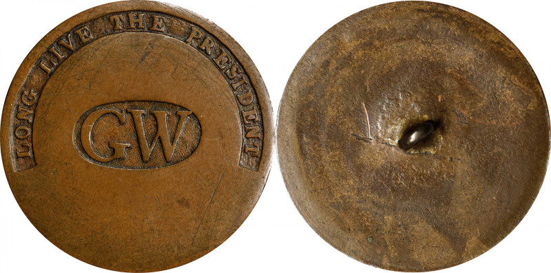 Circa 1789 Washington Inaugural Button. GW in oval. Cobb-5, Albert WI-11A, DeWit...