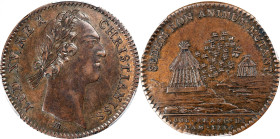 1756 Franco-American Jeton. Bust Right Signed M / Migrating Swarm of Bees. Lecompte-166, Betts-393. Copper. Plain Edge. AU-55 (PCGS).

Rich olive an...