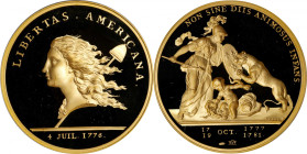 "1781" (2000) Libertas Americana Medal. Modern Paris Mint Dies. Gold. #0211/1776. Proof-67 Deep Cameo (PCGS).

40.3 mm. 43 grams. As struck and pris...