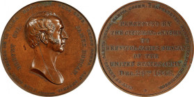 1848 Citizens of New York Mexican-America Medal to Brevet Colonel James Duncan. By Charles Cushing Wright and Salathiel Ellis. Bronze. Mint State, Edg...