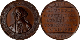 1881 Yorktown Souvenir Medal. By William H. Key. Musante GW-964, Baker-451A, HK-Unlisted, Unlisted SCD-270b. Bronze. MS-66 BN (NGC).

33 mm. A gorge...