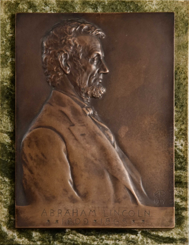 1907 Lincoln Birth Centennial Plaque. By Victor David Brenner. Cunningham 24-060...