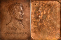 Undated (ca. 1909) Abraham Lincoln Plaque. By J.E. Roine. Cunningham-Unlisted. Bronze, Cast. Nearly As Made.

217 mm x 164 mm. Frock-coated bearded ...